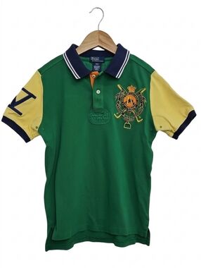 Polo Ralph Lauren Green Polo Colorblock Bleeker Crest Shirt Sz Small 8